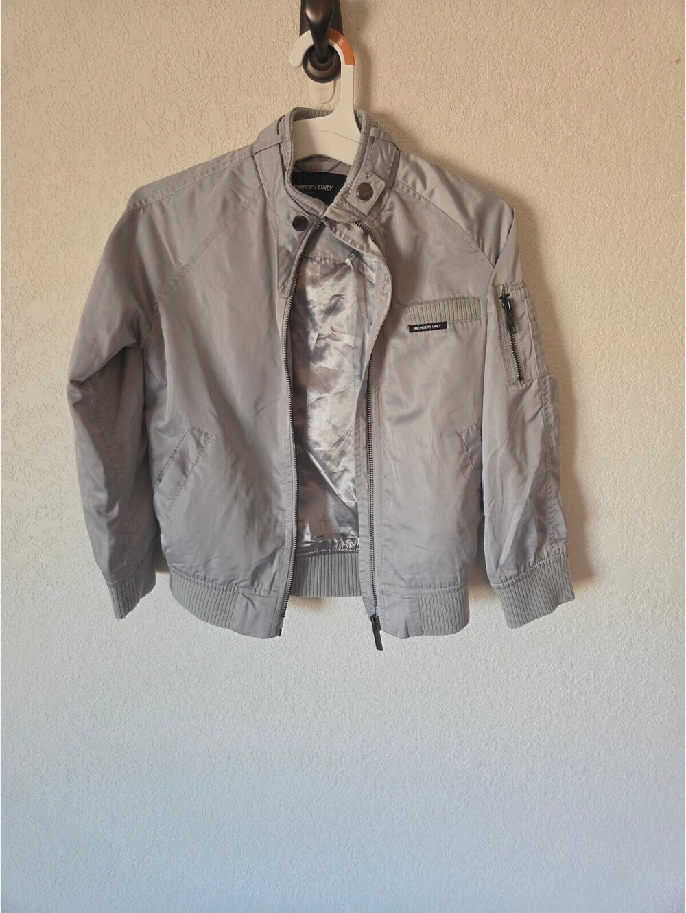 Members Only Classic Light Gray Bomber Jacket Size 7